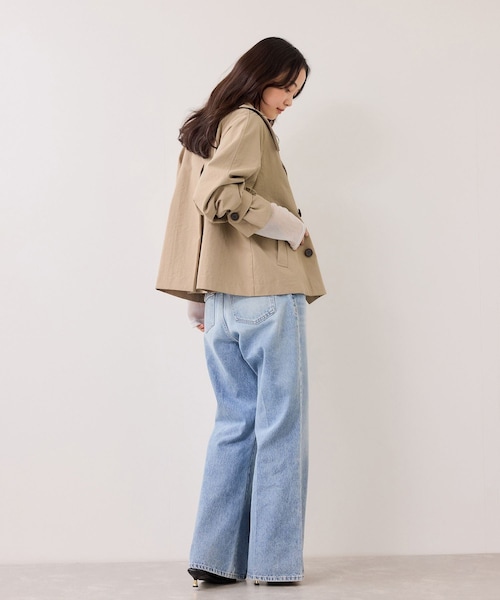 VIS（ビス）の「ショートトレンチコート/UVケア・撥水・花粉ガード（トレンチコート・レディース・ベージュ系/ネイビー・F）」の7枚目の写真