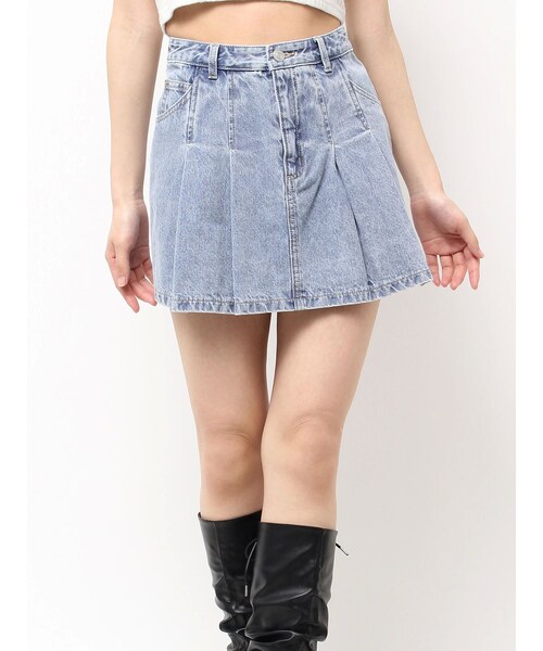EATME（イートミー）の「FRONTプリーツデニムスカート（デニムスカート・レディース・ブラック/ブルー/アイスブルー・S/M）」の7枚目の写真