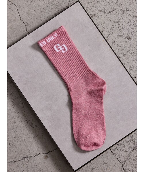 GYDA(ジェイダ)の「GG BUNNY FACEラメSOX(ソックス/靴下・レディース・オフホワイト/ブラック/ピンク/アイスブルー・F)」の4枚目の写真