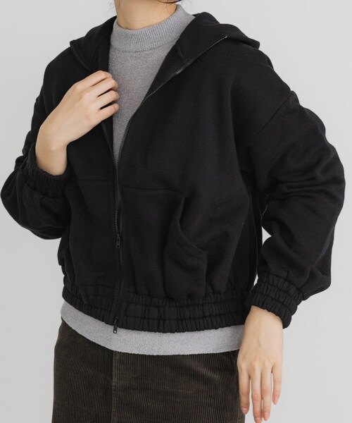 EKAL（エカル）の「ボタニルプライム裏起毛ZIPパーカー（パーカー・レディース・シロ杢/ブラック・one）」の20枚目の写真