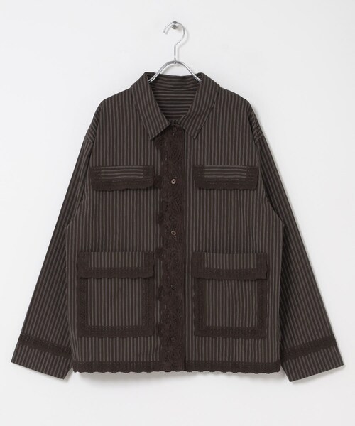 KBF（ケイビーエフ）の「バテンレースストライプシャツ（シャツ/ブラウス・レディース・BROWN/IVORY/BLUE GRAY・One）」の21枚目の写真