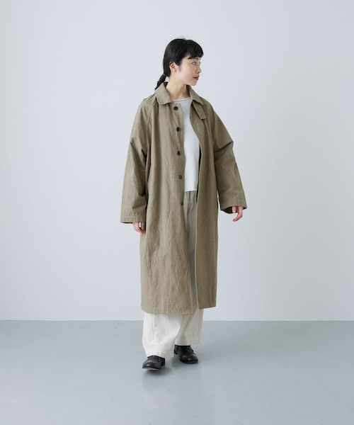 かぐれ（カグレ）の「コットンリネンステンカラーコート（ステンカラーコート・レディース・PURPLE/BEIGE・FREE）」の7枚目の写真