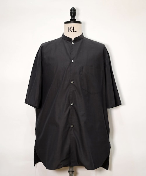 【blurhms】Chambray Stand Collar Shirt SS