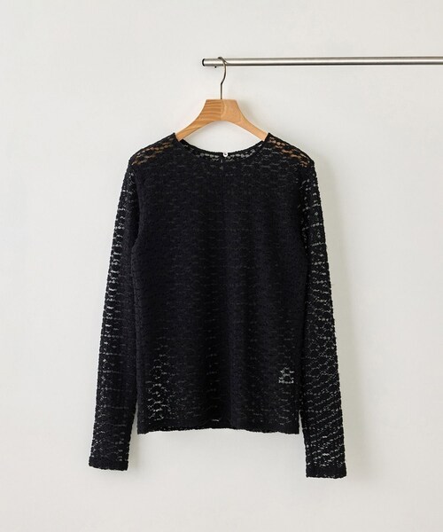 ROPE'（ロペ）の「フラワーレースベーシックカットソー/イージーケア（Tシャツ/カットソー・レディース・ブラック/オフホワイト・F）」の2枚目の写真