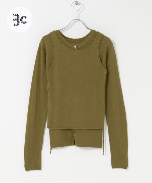 THE GOODLAND MARKET（ザグッドランドマーケット）の「cwtch　LAYERED KNIT TOPS（カーディガン/ボレロ・レディース・NAVY/RED/SAGE/B.GRAY/KHAKI・Free）」の3枚目の写真