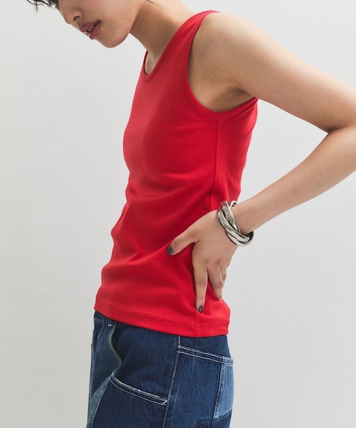 ADAM ET ROPE'(アダムエロペ)の「カップインサークルカットアメスリタンクトップ(タンクトップ・レディース・ブラック/レッド・F)」の10枚目の写真