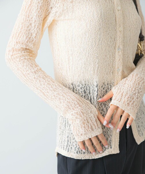 URBAN RESEARCH ROSSO（アーバンリサーチロッソ）の「ラメレースカットソー（Tシャツ/カットソー・レディース・IVORY/BLACK・FREE）」の4枚目の写真