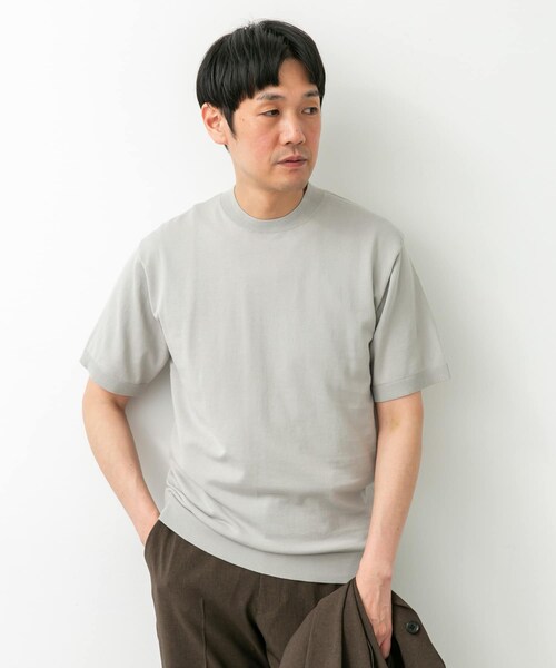 URBAN RESEARCH DOORS（アーバンリサーチドアーズ）の「LIFE STYLE TAILOR　ハイゲージクルーネック半袖ニット（シャツ/ブラウス・メンズ・IVORY/BLACK/NAVY BLUE/GRAY BROWN・M/L）」の6枚目の写真