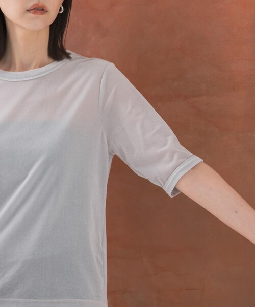 URBAN RESEARCH ROSSO（アーバンリサーチロッソ）の「シアーベロアTシャツ（Tシャツ/カットソー・レディース・MINT/GREIGE/CORAL・FREE）」の5枚目の写真