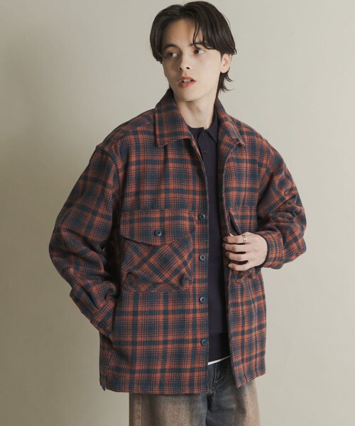 SENSE OF PLACE by URBAN RESEARCH(センスオブプレイスバイアーバンリサーチ)の「ヘビーネルチェックシャツジャケット(テーラードジャケット・メンズ・NVY×ORG/BRN×BEG・M/L)」の6枚目の写真
