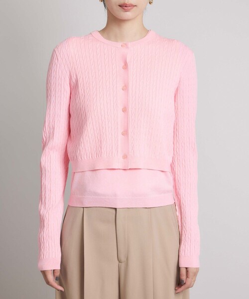 ROPE'(ロペ)の「ミニケーブルセパレートカーディガン(アンサンブル)/ イージーケア(カーディガン/ボレロ・レディース・ベージュ/ピンク系・F)」の17枚目の写真
