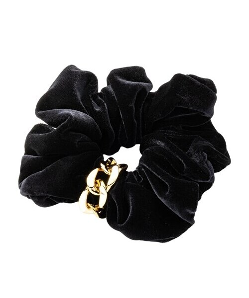 nissen（ニッセン）の「【Creamdot.】チェーン/フープメタルが煌くボリュームベロアシュシュ（その他ヘアアクセサリー・メンズ・A:ブラック/A:チャコール/A:グレー/A:モカ/B:ブラック/B:チャコール/B:グレー/B:モカ・ワンサイズ）」の2枚目の写真