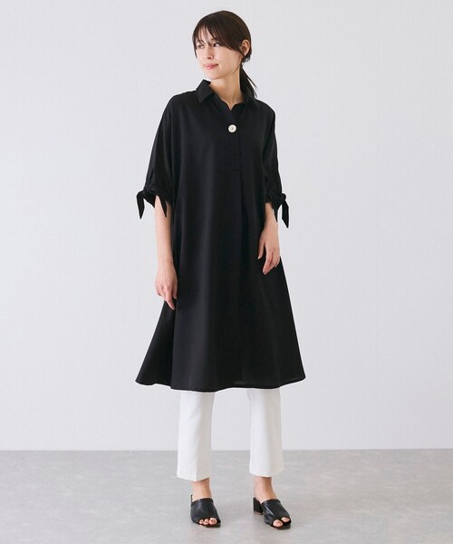 Jayro（ジャイロ）の「袖リボンワンピース（ワンピース・レディース・ブラック/グレー/ベージュ/グリーン/ネイビー/ブルー系/レッド系/イエロー/ダークグリーン/ワイン系/レンガ系・F）」の22枚目の写真