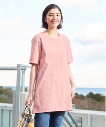 nissen | 大きいサイズ綿１００％汗染みしにくい５分袖チュニックＴシャツ(チュニック)