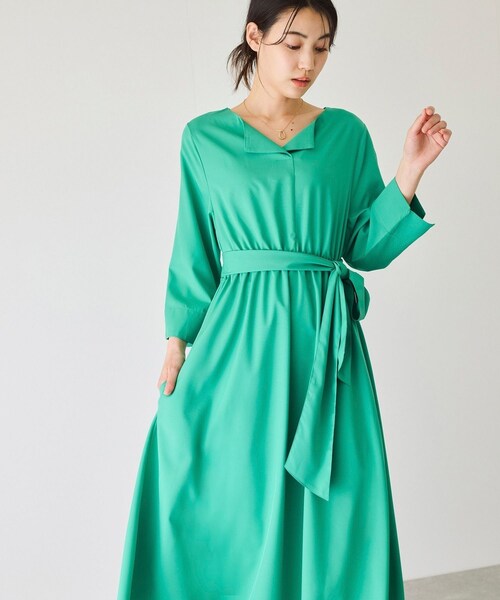 Jayro（ジャイロ）の「ウエストギャザーワンピース（ワンピース・レディース・グリーン/ネイビー/ブルー/ローズピンク・F）」の9枚目の写真