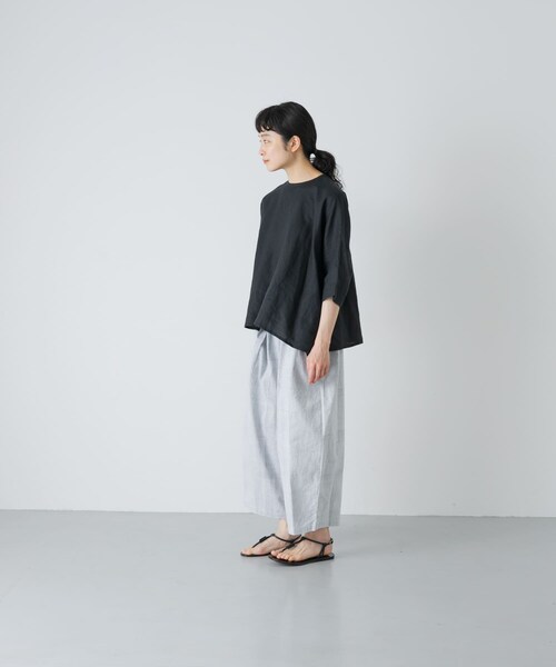 かぐれ（カグレ）の「リネンクルーネック半袖シャツ（シャツ/ブラウス・レディース・OFF/BLACK/ROYAL BLUE・Free）」の19枚目の写真