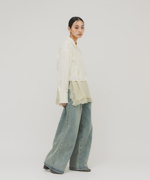 KBF(ケイビーエフ)の「『3サイズ展開』タックボタンアップデニム(デニムパンツ・レディース・L.BLUE/BLUE・34/36/38)」の10枚目の写真