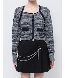 EMODA | ツイードクロップジップニット(ニット/セーター)