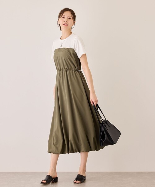 Jayro（ジャイロ）の「半袖ドッキングバルーンワンピース（ワンピース・レディース・ブラック/チャコール/カーキ・M）」の20枚目の写真