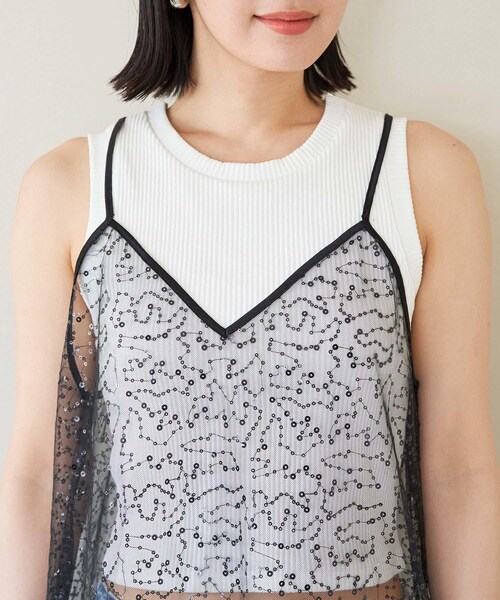 VIS（ビス）の「スパンコールキャミワンピース（ワンピース・レディース・ブラック系/ベージュ系・F）」の18枚目の写真