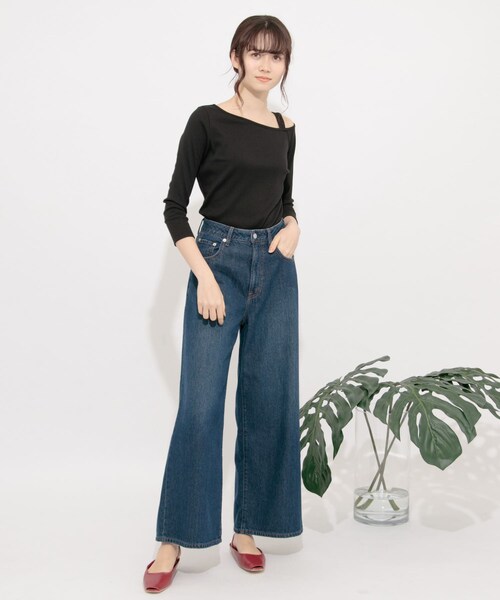 SENSE OF PLACE by URBAN RESEARCH（センスオブプレイスバイアーバンリサーチ）の「アシメネックリブトップ(7分袖)（Tシャツ/カットソー・レディース・BLACK/GREIGE/DUSTY PINK・FREE）」の6枚目の写真