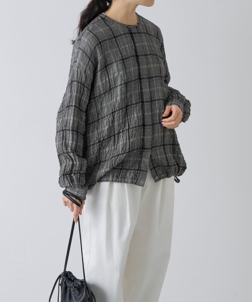 かぐれ（カグレ）の「リネンレーヨンチェックシャツカーディガン（シャツ/ブラウス・レディース・CHECK M/CHECK S・Free）」の8枚目の写真