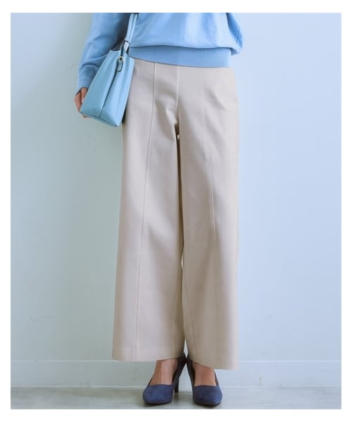 nissen（ニッセン）の「ハリ感素材ストレッチワイドパンツ<大きいサイズ有>（パンツ・レディース・ベージュ/ライトグレー/ネイビー/黒/オフホワイト/マスタード・S/M/L/LL/3L/4L/5L/6L）」の15枚目の写真