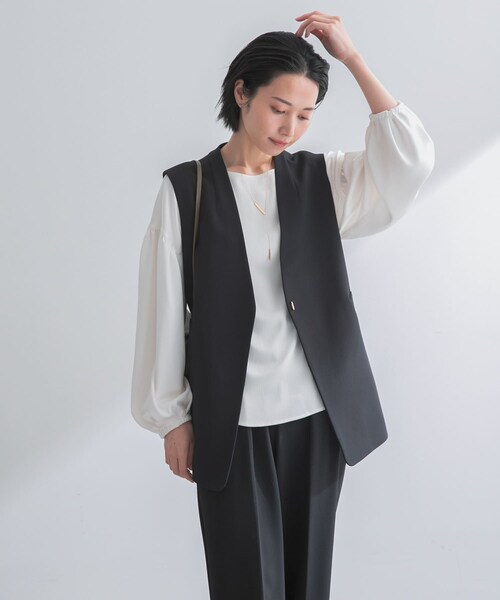 URBAN RESEARCH ROSSO（アーバンリサーチロッソ）の「ストレッチツイルジレ（ベスト・レディース・L.BEIGE/BLACK・Free）」の7枚目の写真