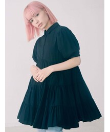 merry jenny | パフスリーブギャザーミニワンピース(ワンピース)