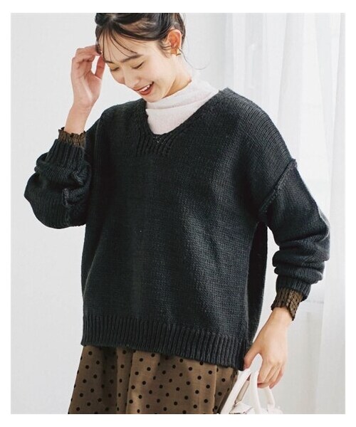 nissen（ニッセン）の「＜大きいサイズ＞ゆるシルエットニットプルオーバー（ニット/セーター・レディース・くすみピンク/黒・L/LL/3L/4L/5L/6L/8L/10L）」の8枚目の写真