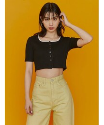 EMODA | コンパクトショートリブニット(Tシャツ/カットソー)