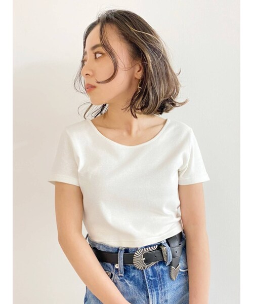 EVRIS（エヴリス）の「BASICシンプルショートTEE（Tシャツ/カットソー・レディース・ブラック/アイボリー/カーキ/ミントグリーン/ホワイト/ピンク/パープル・F）」の4枚目の写真