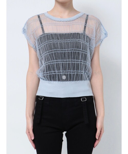 EMODA（エモダ）の「シアーチュールニットタンクトップ（タンクトップ・レディース・グレー/ブラック/ブルー・F）」の8枚目の写真