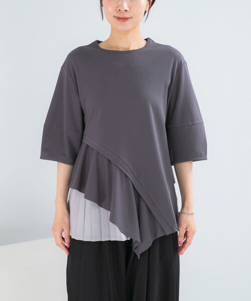 URBAN RESEARCH ROSSO（アーバンリサーチロッソ）の「ELENDEEK　SLIDE FLARE DOCKING CUT AND SEWN（Tシャツ/カットソー・レディース・O.WHT/GRY/BLK・Free）」の14枚目の写真