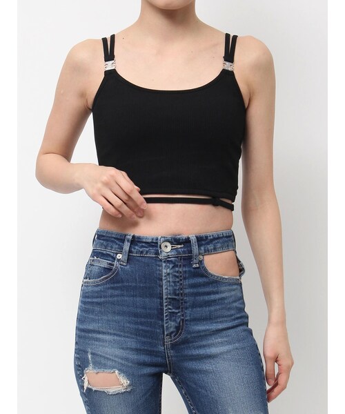 GYDA（ジェイダ）の「Symmetry GYDAウエストバインダービスチェ（ニット/セーター・レディース・オフホワイト/ブラック/ピンク/スカイブルー/パープル・F）」の2枚目の写真