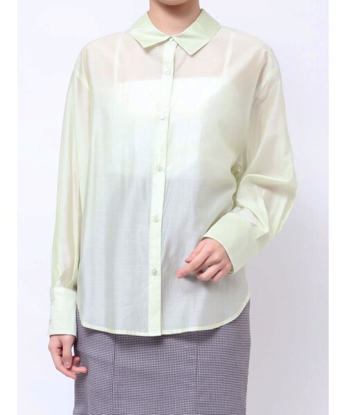 MERCURYDUO（マーキュリーデュオ）の「バックスリットシアーシャツ（シャツ/ブラウス・レディース・オフホワイト/チャコールグレー/ピンク/オレンジ/ライム/ブルー/ネイビー/ラベンダー/ベージュ・F）」の18枚目の写真