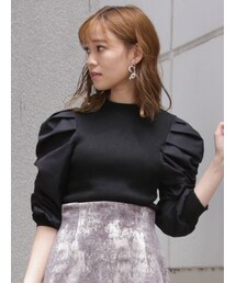 dazzlin | ハイネックギャザー異素材ニットトップス(ニット/セーター)