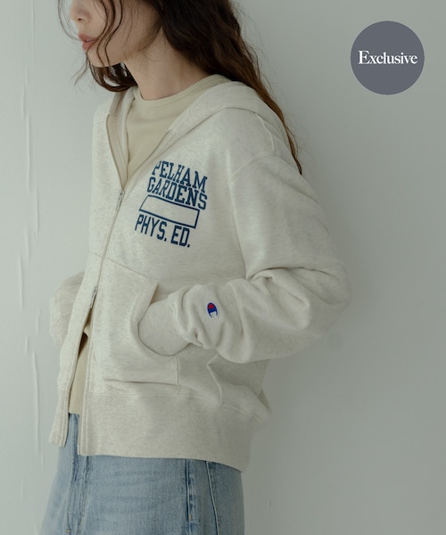URBAN RESEARCH Sonny Label（アーバンリサーチサニーレーベル）の「『別注』Champion×Sonny Label　スウェットジップフーディー（パーカー・レディース・オフブラック/ヘザーグレー/オートミール・one）」の3枚目の写真