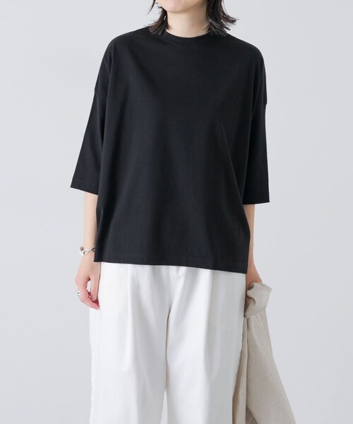 かぐれ（カグレ）の「ワイド6分袖プルオーバー（Tシャツ/カットソー・レディース・OFF/INK BLACK/GREGE/BROWN・Free）」の15枚目の写真
