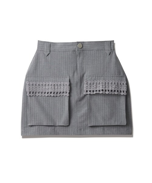 nissen（ニッセン）の「ストライプミニスカート（スカート・レディース・グレー/チャコールグレー・1(M~L)/2(L~LL)）」の3枚目の写真