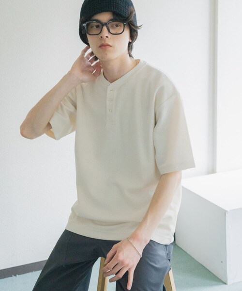 SENSE OF PLACE by URBAN RESEARCH（センスオブプレイスバイアーバンリサーチ）の「ヘンリーネックカノコプルオーバー（Tシャツ/カットソー・メンズ・IVORY/BLACK/GRAY・M/L）」の7枚目の写真