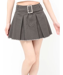 プリーツワイドベルトミニスカート