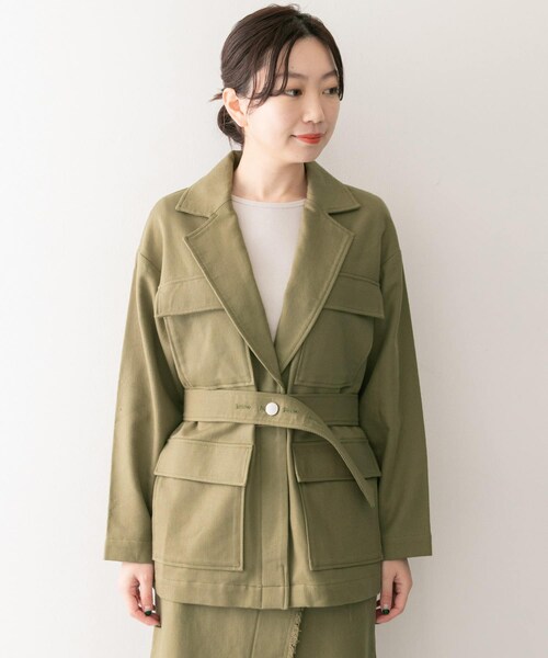 KBF（ケイビーエフ）の「KBF+　ミリタリーテーラードジャケット（ミリタリージャケット・レディース・KHAKI/OFF・one）」の10枚目の写真