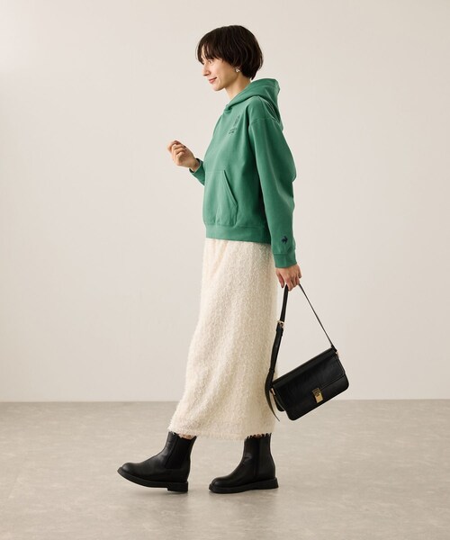 ROPE' PICNIC（ロペピクニック）の「【le coq sportif/ルコックスポルティフ】防風リブニットフーディースウェット/UVカット（パーカー・レディース・ベージュ/グリーン/ネイビー・F）」の16枚目の写真