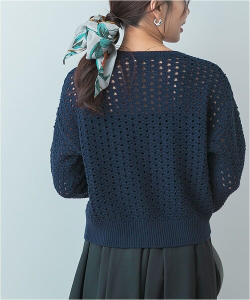 URBAN RESEARCH ROSSO（アーバンリサーチロッソ）の「F by ROSSO　柄編みZIPカーディガン（カーディガン/ボレロ・レディース・OFF×BLK/RED/NAVY・FREE）」の9枚目の写真