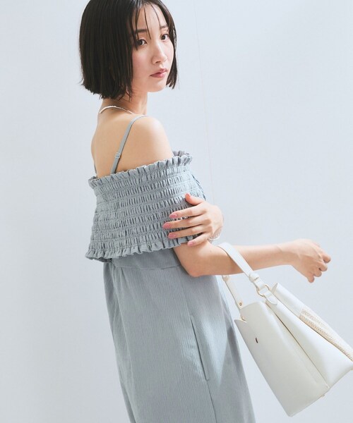 VIS（ビス）の「シャーリングオフショルダーオールインワン（つなぎ/オールインワン・レディース・ブラック/ブルー系・F）」の14枚目の写真