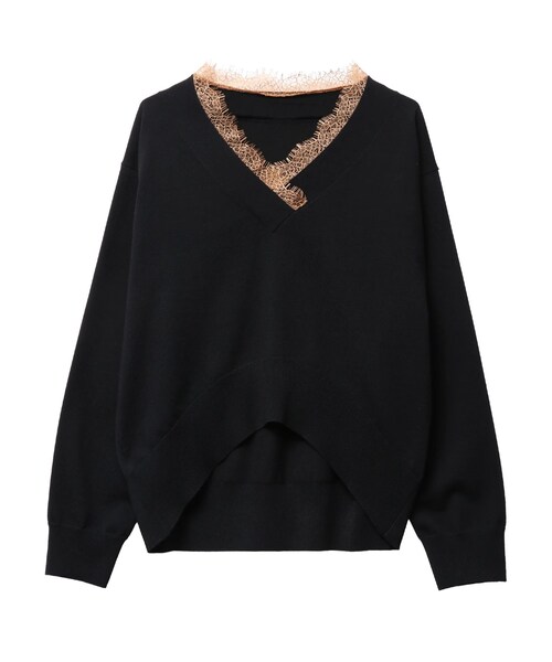 ELENDEEK(エレンディーク)の「LACE TRIMMING KT TOP(ニット/セーター・レディース・グレー/ブラック/ブラウン・F)」の6枚目の写真