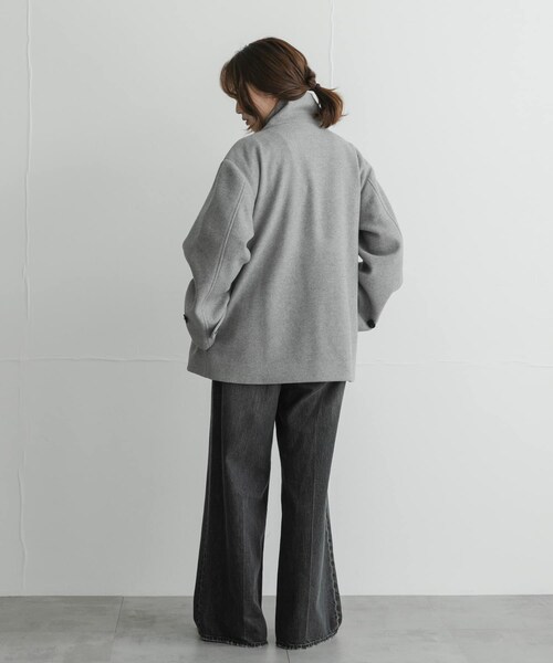 URBAN RESEARCH Sonny Label（アーバンリサーチサニーレーベル）の「メルトンジャージースタンドカラーコート（テーラードジャケット・レディース・L.グレー/チャコールグレー/モカ・Free）」の19枚目の写真