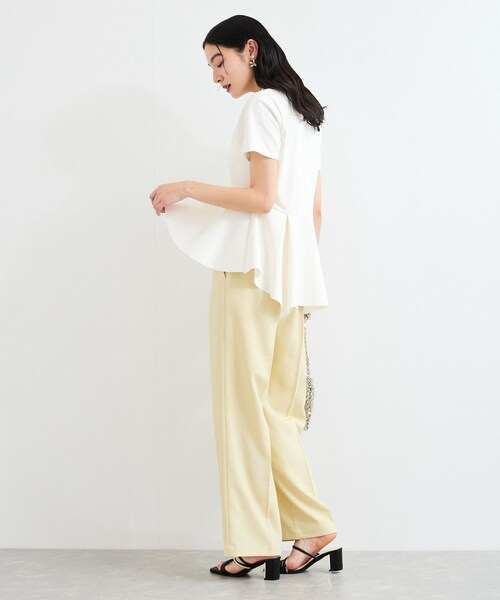 VIS（ビス）の「イレギュラーヘム異素材ドッキングペプラムプルオーバー（Tシャツ/カットソー・レディース・ブラック/オフホワイト/カーキ系・F）」の20枚目の写真