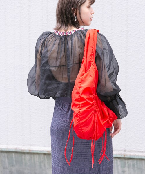 KBF（ケイビーエフ）の「ドロストデザインバルーンBAG（その他雑貨・レディース・KHAKI/RED/BLACK・one）」の21枚目の写真